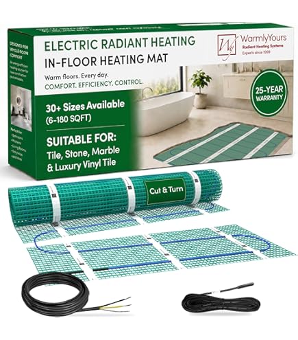 Schluter Ditra-Heat-E-HK Electric Floor Heating Cable Kit – 240V, 425.8 Feet, Twisted Pair With Temperature Sensors, Minimal EMF For Tile Floors