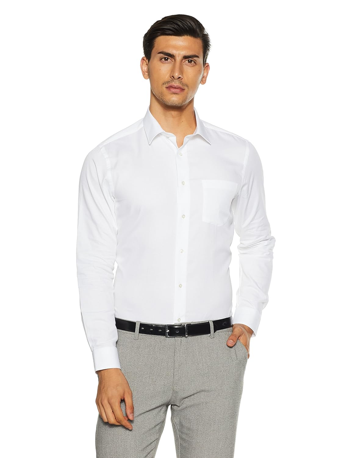 blackberrys men's solid slim fit formal shirt