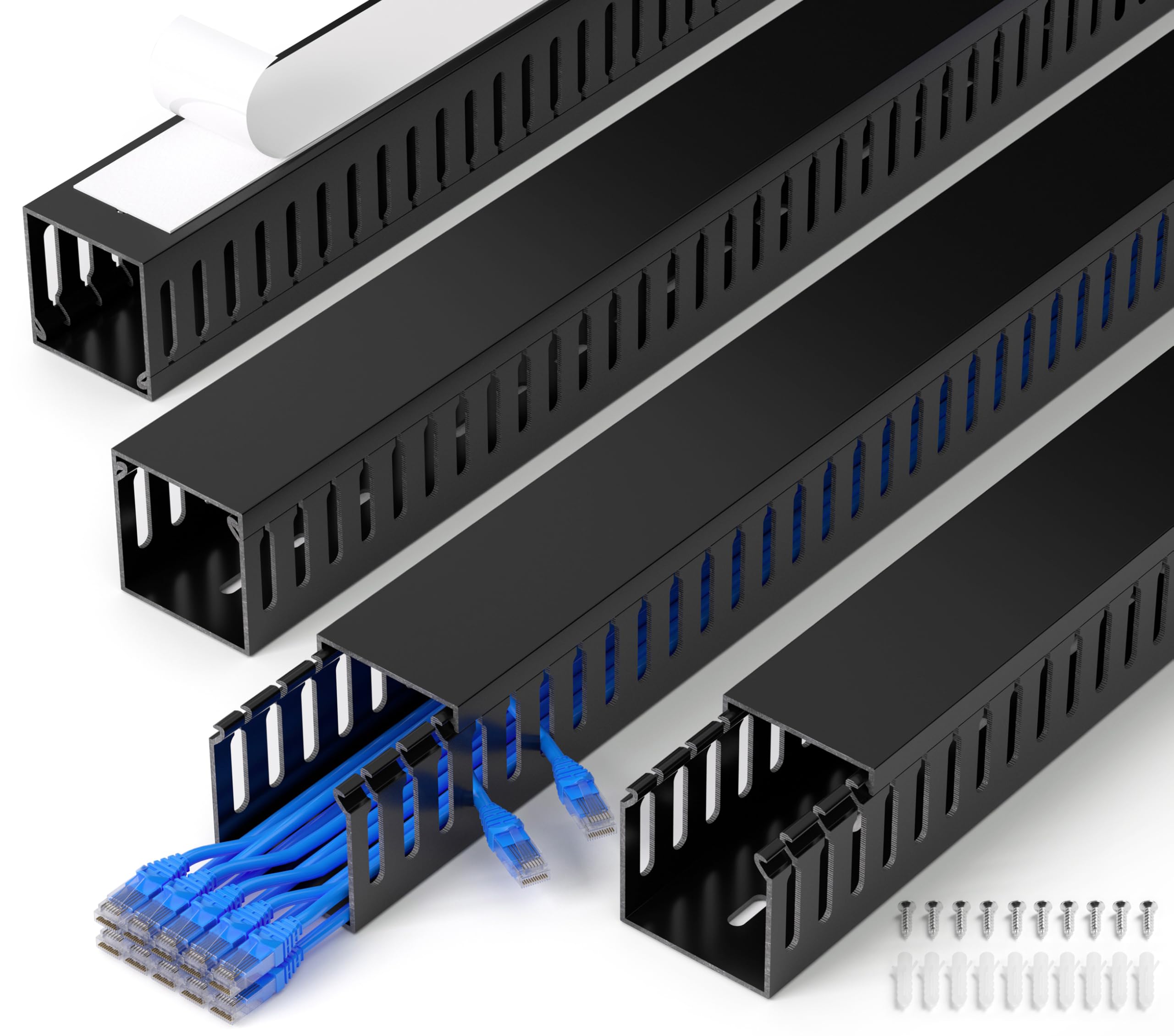 Computer Cable Raceway For Desk ZhiYo 66in(4X L16.5in) Professional Server Rack Cable Management ...