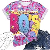 90s Outfits for Women Take Me Back to The 90s Shirt Vintage Neon Tee Tops | 90s Shirt Women Vintage Neon Crew Neck Tops Tee for Birthday Party Gift 80s 90s Theme Party Outfit