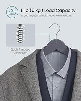 SONGMICS Wooden Hangers Set of 20 with Shoulder Notches 360° Hook Grey view 4