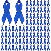 GLOBLELAND 100Pcs Blue Ribbons Satin Pins Ribbons with Safety Pins for Prostate Cancer Awareness Inspirational Cancer Brooches for Fundraising Colothing Decor Cancer Free Charity Event