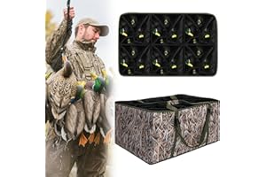 Bulyoou 24 Slot Duck Decoy Bags with Adjustable Dividers Waterfowl Hunting Gear Bag with Adjustable Shoulder Strap Drain Hole Design for Mallard Duck Hunting Accessories & Gear, Reed Camo Print