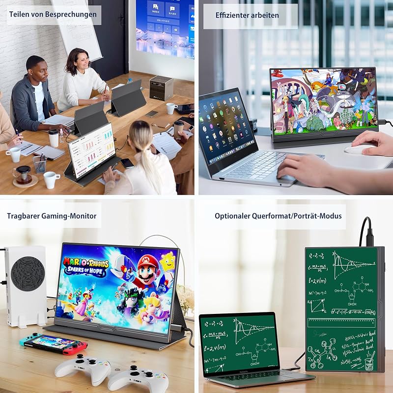 Portable Monitor 15.6 Zoll Tragbarer Mobiler IPS Bildschirm HDR