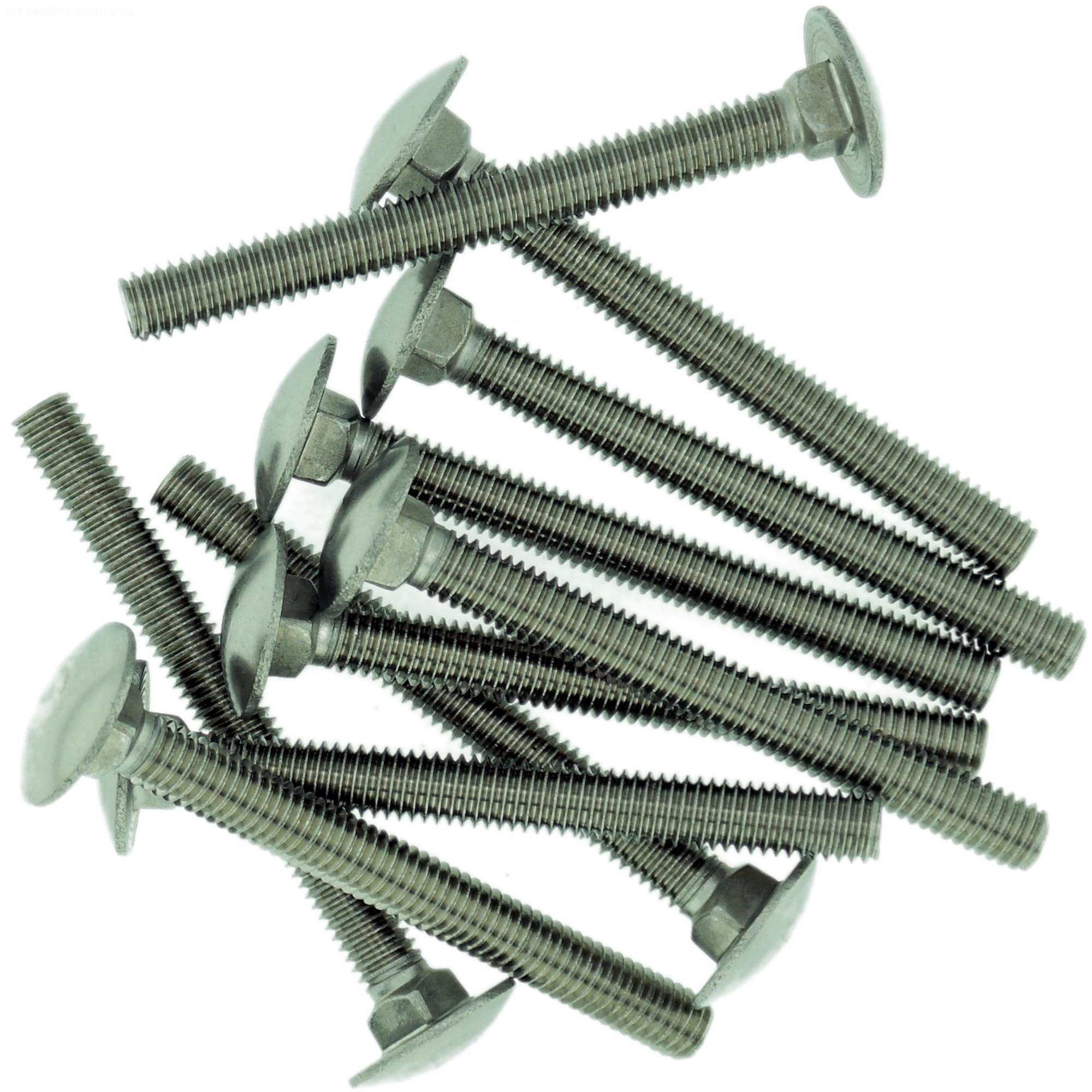 M8 (8mm x 45mm) Cup Square Carriage Bolt (Fully Threaded) - Stainless Steel (A2) (Pack of 10)