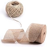 Burlap Ribbon,Craft Linen Ribbon Jute Twine Packing String Linen Yards Ribbon for Photos Crafts Wraping Gifts Party Wedding E