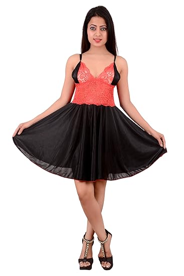 Satin Baby Doll Dresses with Panty - Multi Color