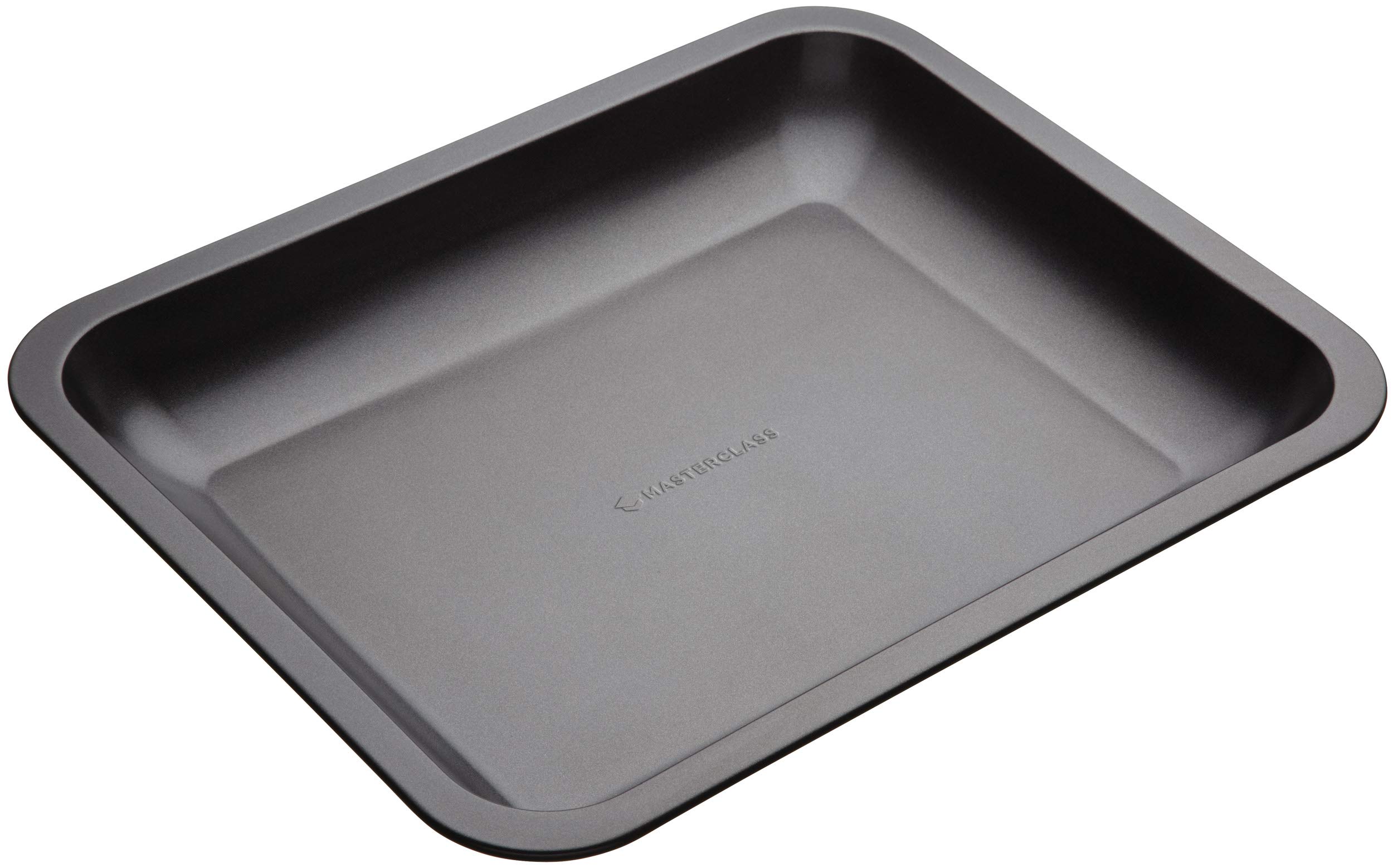 MasterClass 38 x 3.5 cm Roasting Tin with PTFE, PFOA and BPA Free Non Stick, Robust 1 mm Thick Carbon Steel Sloped Open Roaster Tray