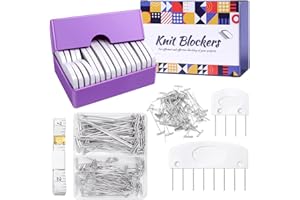 TATIWOO 130Pcs Knit Blockers Kits, Blocking Knit Combs Pins Set for Knitting, Knitting Tools Knitter Crochet, with Flexible Tape Measure Ruler, Silver T-Pins for Sewing Lace or Needlework Projects Device