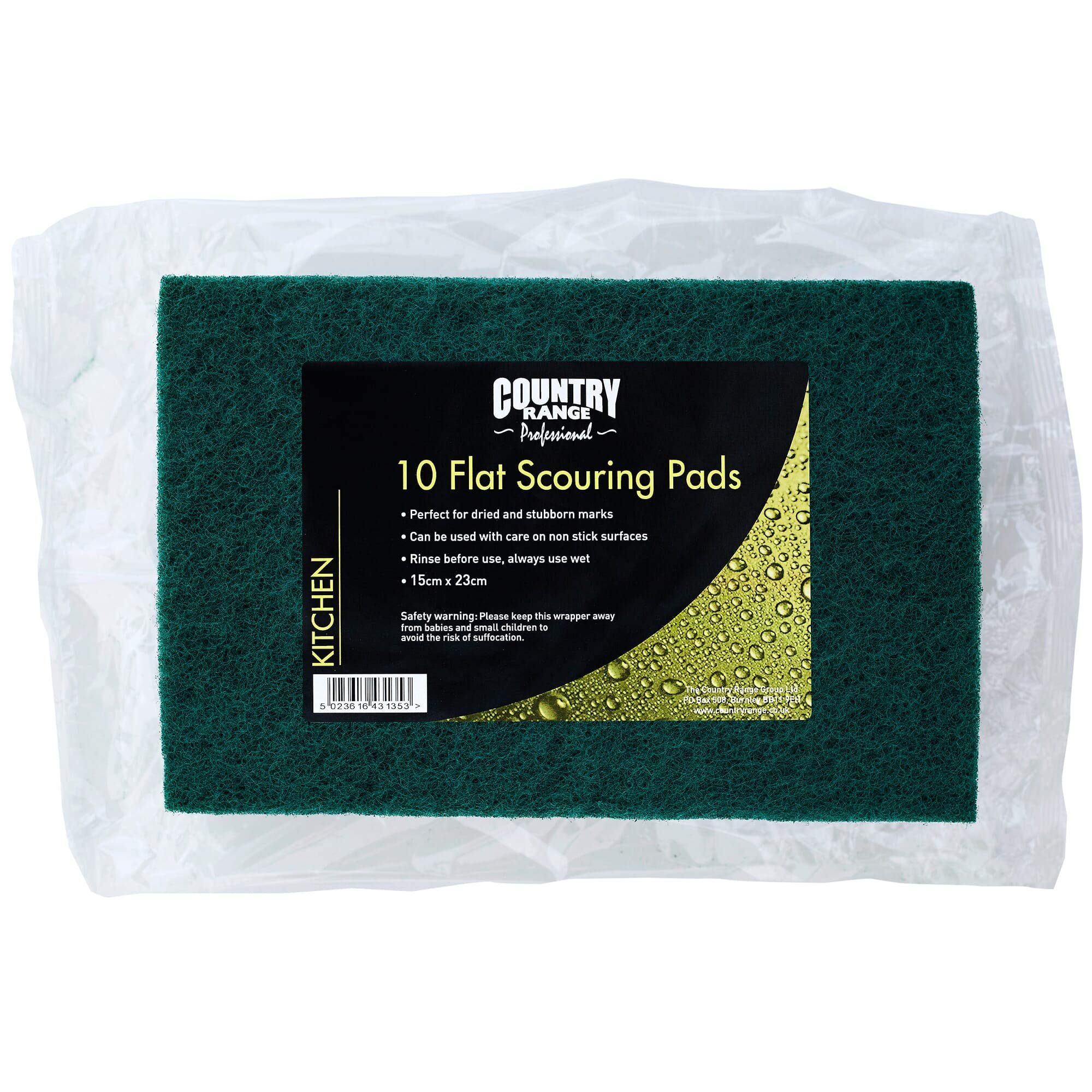 Country Range Flat Scouring Pads 15cm x 23cm - 1x10