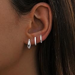 Inerney Sterling Silver Hoop Earrings Set for