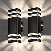 Tesjaso Outdoor Wall Lights 2-Pack – Modern Patio Wall Light Fixture, Dusk to Dawn Outside Lights for House, Up & Down Outdoor Sconce, Waterproof Outdoor Light Fixtures, Front Porch, Garage Lights