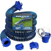 DUMPMAN RV Sewer Hose 15 FT, Sewer Hose for RV Camper RV, Sewer Hose Kit with Swivel Fitting - Includes 90 Degree Clear View 