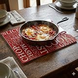 Acense Tempered Glass Worktop Saver 40x30 cm Red with White Writing view 3