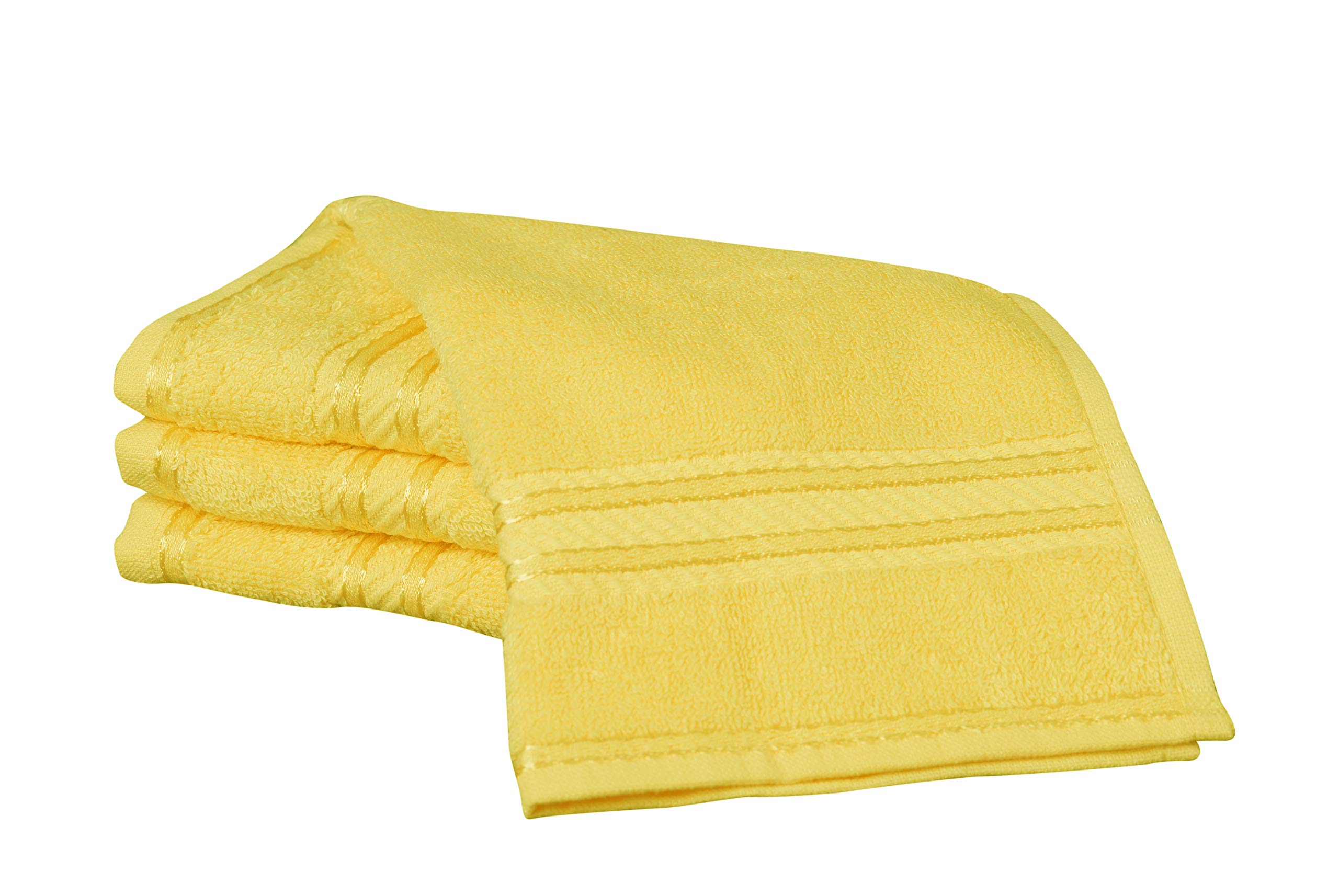 Bentley Priory Linens Supreme Face Flannels for Bathroom 500GSM Super Soft Egyptian Cotton Pack of 4 Absorbent and Quick Dry Face Cloth Flannel Towels Set 30 x 30cm (YELLOW)