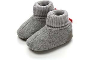 AKINGIO Baby Boys Girls Booties Non Skid Soft Sock Cotton Boots Infant Slippers Newborn First Walker Warm Crib Shoes