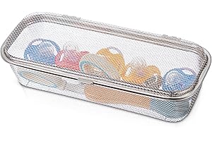 LemonRoad 1 Pack Stainless Steel Dishwasher Basket, Replacement Utensil Mesh Drain for Small Bottle Parts, Pacifiers, and Accessories, Scoops, Forks, Chopsticks Cleaning (Large)