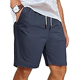 COOFANDY Mens Casual Shorts Cotton Elastic Waist Shorts Drawstring Summer Beach Shorts
