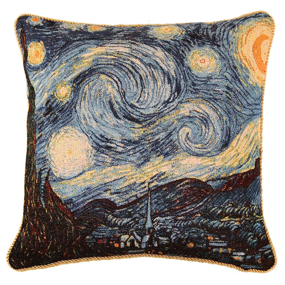 Signare Tapestry Cushion Cover – 18 x 18 inches (45cm x 45cm) – Decorative Sofa Cushion Inspired by Artistic Masterpieces (Starry Night, Cushion Cover ONLY) — image 1
