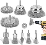 DazSpirit 9 Pcs Wire Brush Set for Drills 1/4 Inch Shank Cup Wheel End Brush view 1