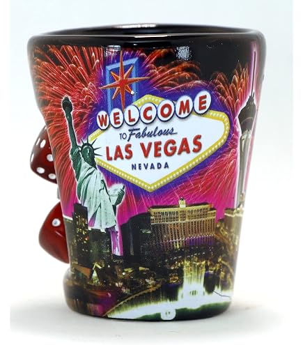 Verre à Shot Souvenir Las Vegas Nevada - Verre Collé Noir, 5,7 Cm - Cadeau Collection Ou Cadeau Original - 3