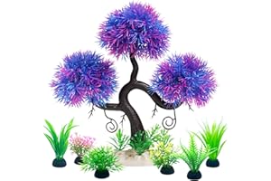 Vtapliea Fish Tank Aquarium Decorations Artificial Plastic Plants Bonsai Tree with Small Aquarium Decorations Kit