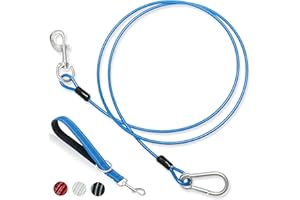 PAWNISAW Short Dog Leash - Chew Proof 5 FT Dog Tie Out Cable with Reflective Soft Padded Handle for Training Walking Running Hiking Camping - Heavy Duty Lead Strong Pet Cable for Small Medium Large Dogs