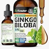 BIO KRAUTER® Ginkgo Biloba for Brain Support - Pure Vegan Ginkgo Biloba Supplement 670 mg - Supports Calm, Focus & Memory - Alcohol & Sugar Free, 2 Fl.Oz 28-Day Supply, Liquid Drops for Brain Health