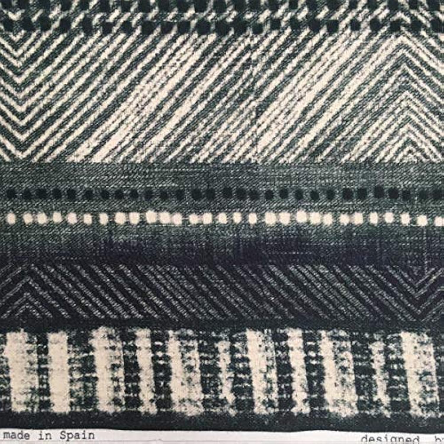 Kt KILOtela - Digital Printed Canvas Fabric, Upholstery, Cushions, Curtains, Half Panama Cotton, 100 cm Length x 280 cm Width | Geometric Flamules - Stripes, Blue, Beige ─ 1 meter