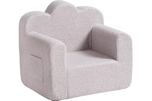 Tiita Kids Couch Sherpa Toddler Chair, Cloud-Like Comfy Kids Sofa Toddler Reading Chair with Washable Cover Carrying Handle, Convertible Children Sofa Chair for Girls and Boys