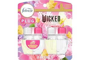 Febreze Plug In Air Freshener, "Wicked: For Good" Limited Edition Odor-Fighting Scented Oil Refill, Air Fresheners for Home and Bathroom and Kitchen, Long Lasting, Wicked Beautifical Blossom, 2 Count