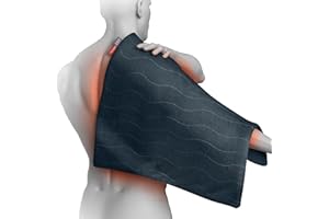 Pure Enrichment PureRelief Pro Far Infrared Ultra-Wide Heating Pad - Muscle Relief for Back, Neck, Shoulder, & Knee Pain in Athletes, 4 Heat Settings, Dry/Moist Heat, 20” x 24” Wide Size (Iron Gray)