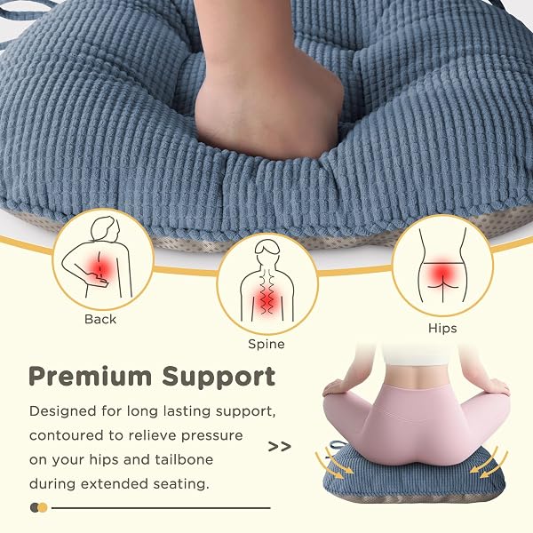 MINECOZY INDOOR DINING CHAIR CUSHIONS SET OF 6 KITCHEN CHAIR PADS WITH TIES TUFTED SEAT CUSHION WITH ANTI-SLIP BACKING 17″X16″X3″ LIGHT BLUE
