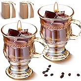 MTLEE 2 Sets Coffee Candles Gifts for Women Men, Scented Espresso Candles Gifts with Packing Box Home Family Room Decor for Coffee Lovers Employee Office Coworker