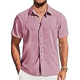 COOFANDY Men's Short Sleeve Button Down Shirt with Pocket