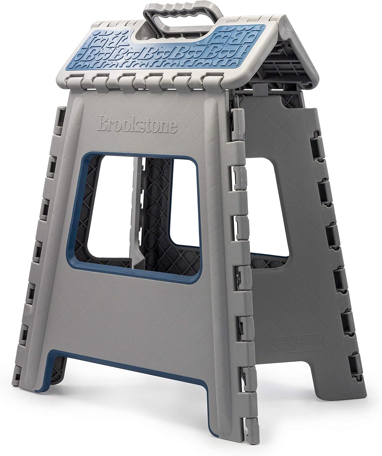 Brookstone - 16” Folding Step Stool for Adults, Non-Slip Textured Grip Surface, Foldable Space Saving Design, Carrying Handle, Holds Up to 300 Pounds, for Kitchen and Rest of Home, Gray (BKH1114): Home & Kitchen