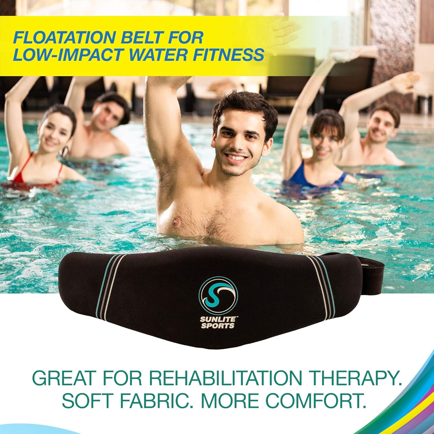Sunlite Sports High-Density EVA-Foam Swim Belt, Floatation Belt for Aquatic Exercise, Low-Impact Workout, Swim Training Aid for Beginners (Aqua Fitness Extra Comfort Belt) : Sports & Outdoors