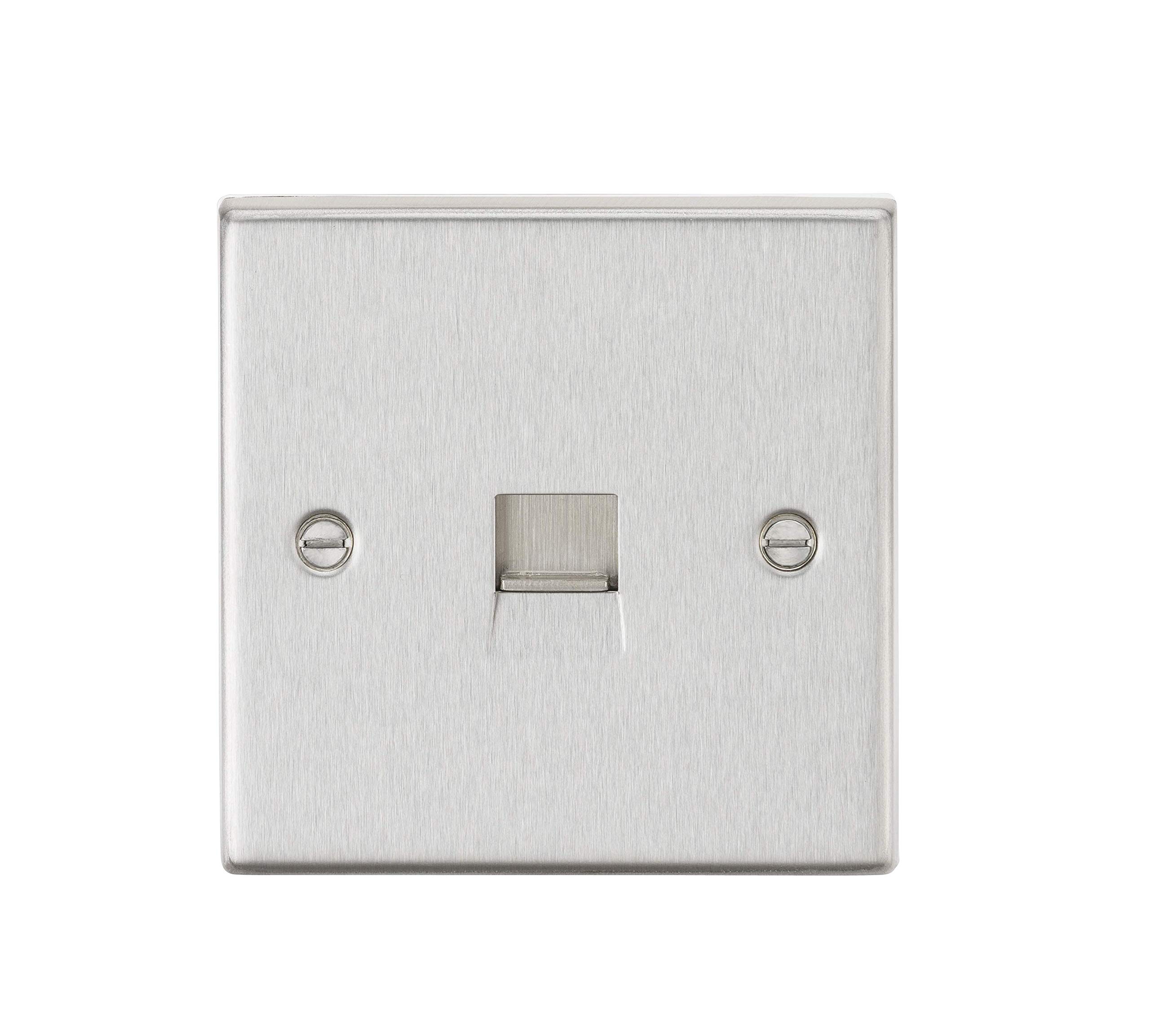 Telephone Extension Outlet - Square Edge Brushed Chrome
