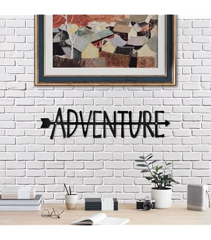 Amazon.com: Adventure Awaits Sign – Rustic Framed Wood Wall Decor