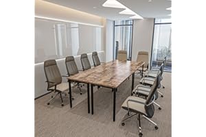 Bonzy Home Conference Tables 9ft Office Computer Desk for Meeting Room Study Writing Printer Podcast Table Save Space Design for 10 People Rustic Vintage Brown 4PCS 110.2"x47.2"x29.5",Brown