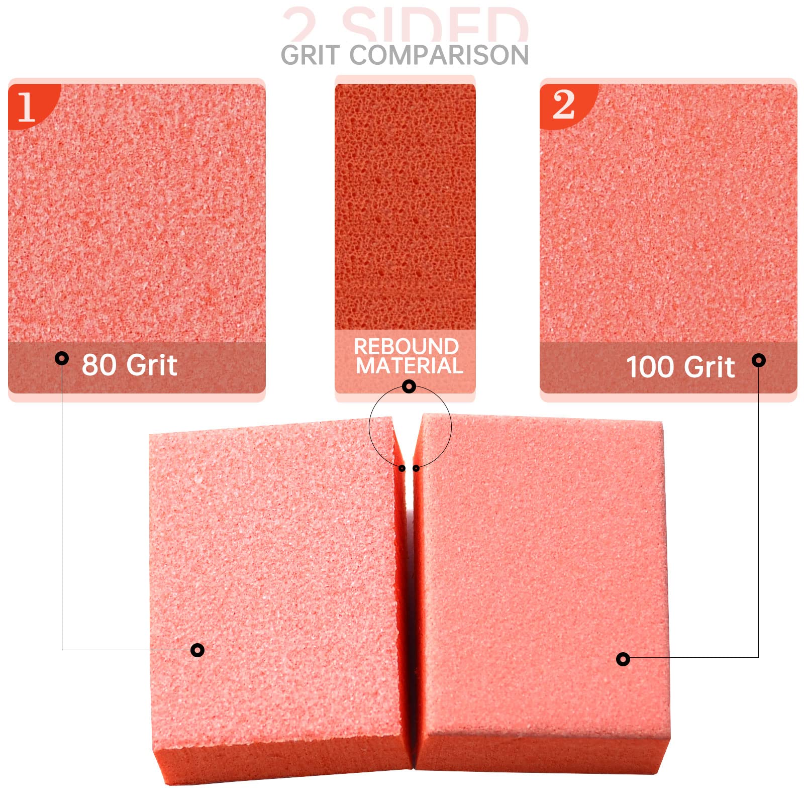 Maryton Mini Nail Buffer Blocks - 80/100 Grit Professional Salon Orange Buffers - Buff Nails Prior to Application of Gel Polish, Acrylic, 50 Count