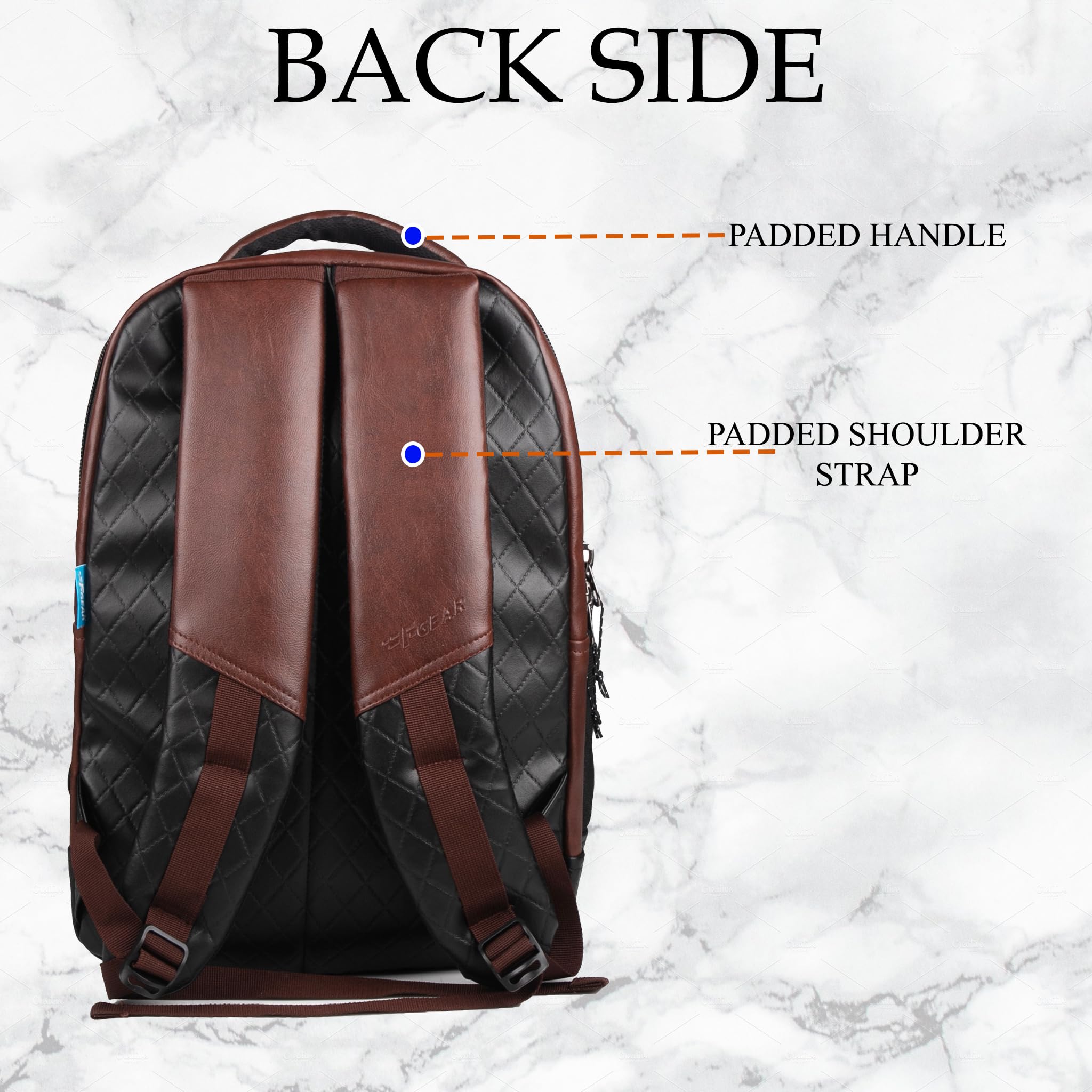 F Gear Luxur 25L Medium Laptop backpack Fits upto 17" Laptop Faux Leather Water resistant lightweight, Gifts for Men Women Boys Girls Adults, College/School/Office/Travel Bag (Brown) 4