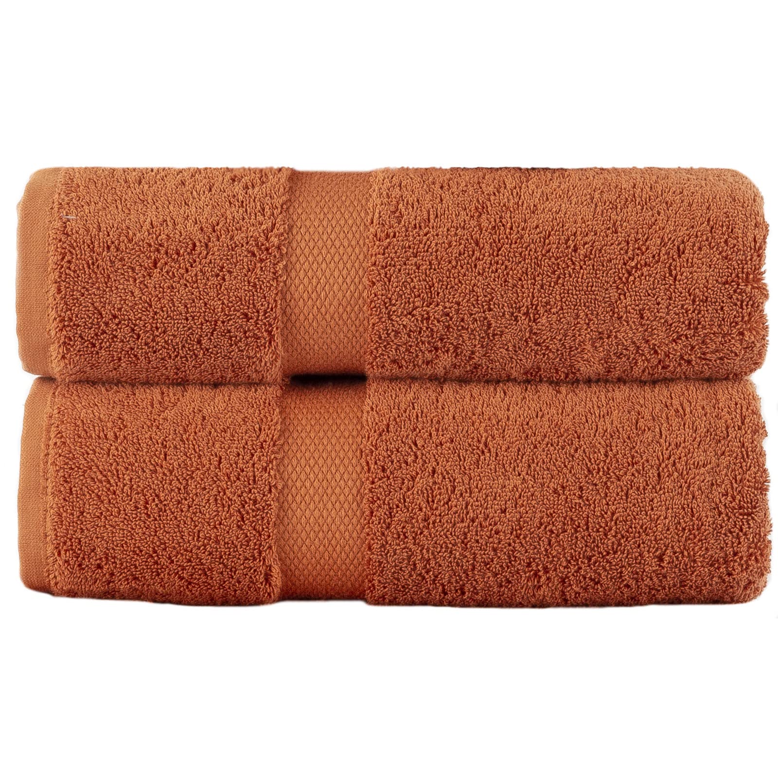 Sue Rossi 100% Egyptian Combed Cotton Hand Towels, Pack Of 2, Very Soft & Absorbent, Quick Dry 600gsm Thick Bathroom Or Kitchen Towel Set. (Burnt Orange)