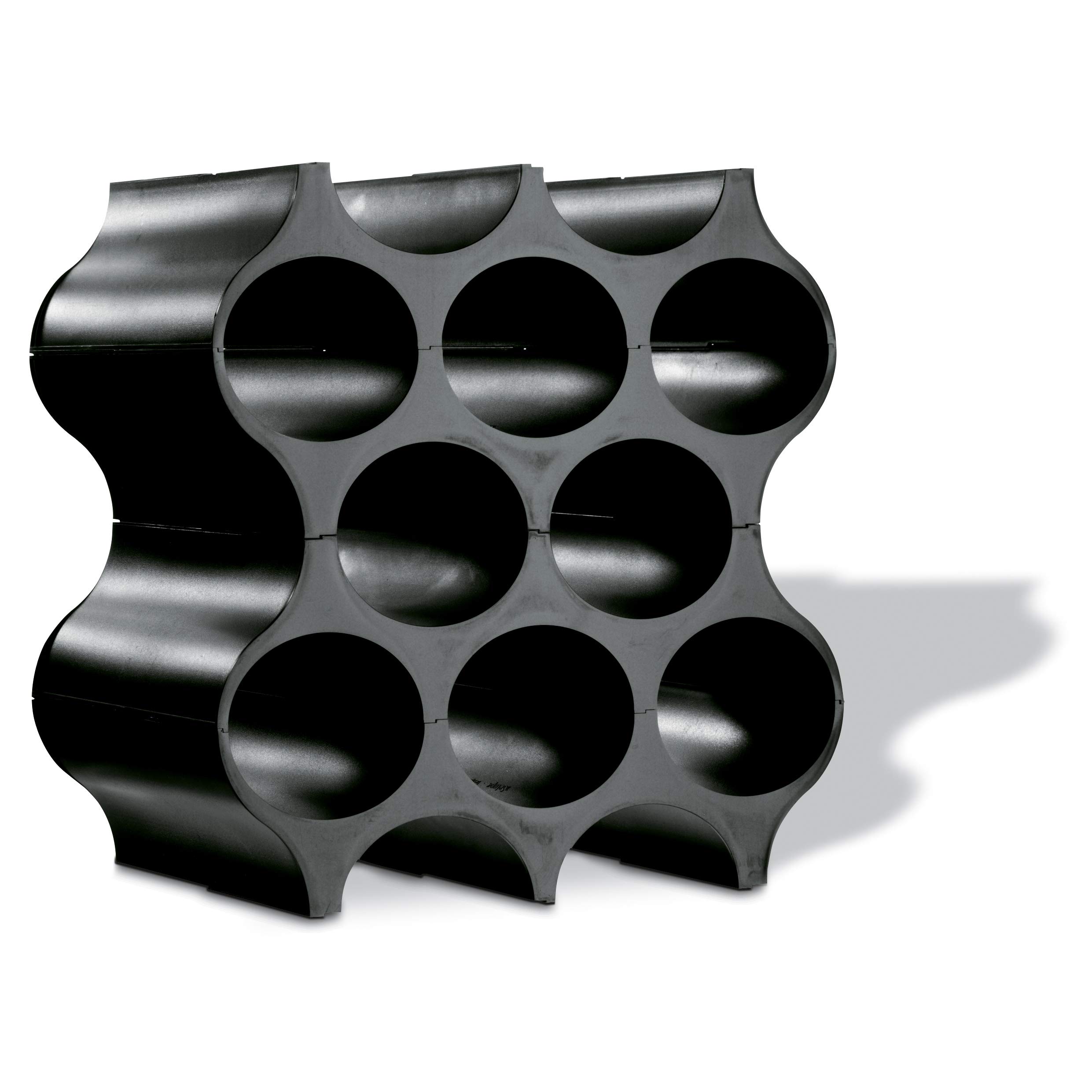 Koziol SET-UP Bottle Rack/Wine Rack, one set of 4 pieces, modular, solid black