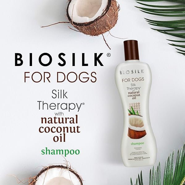 BIOSILK FOR DOGS SILK THERAPY SHAMPOO WITH NATURAL COCONUT OIL | COCONUT DOG SHAMPOO, SULFATE AND PARABEN FREE NATURAL SHAMPOO FOR DOGS, 12 FL OZ MADE IN THE USA,BEIGE