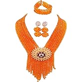 aczuv 8 Rows Costume African Beads Nigerian Necklace Bridal Wedding Jewelry Sets for Women …