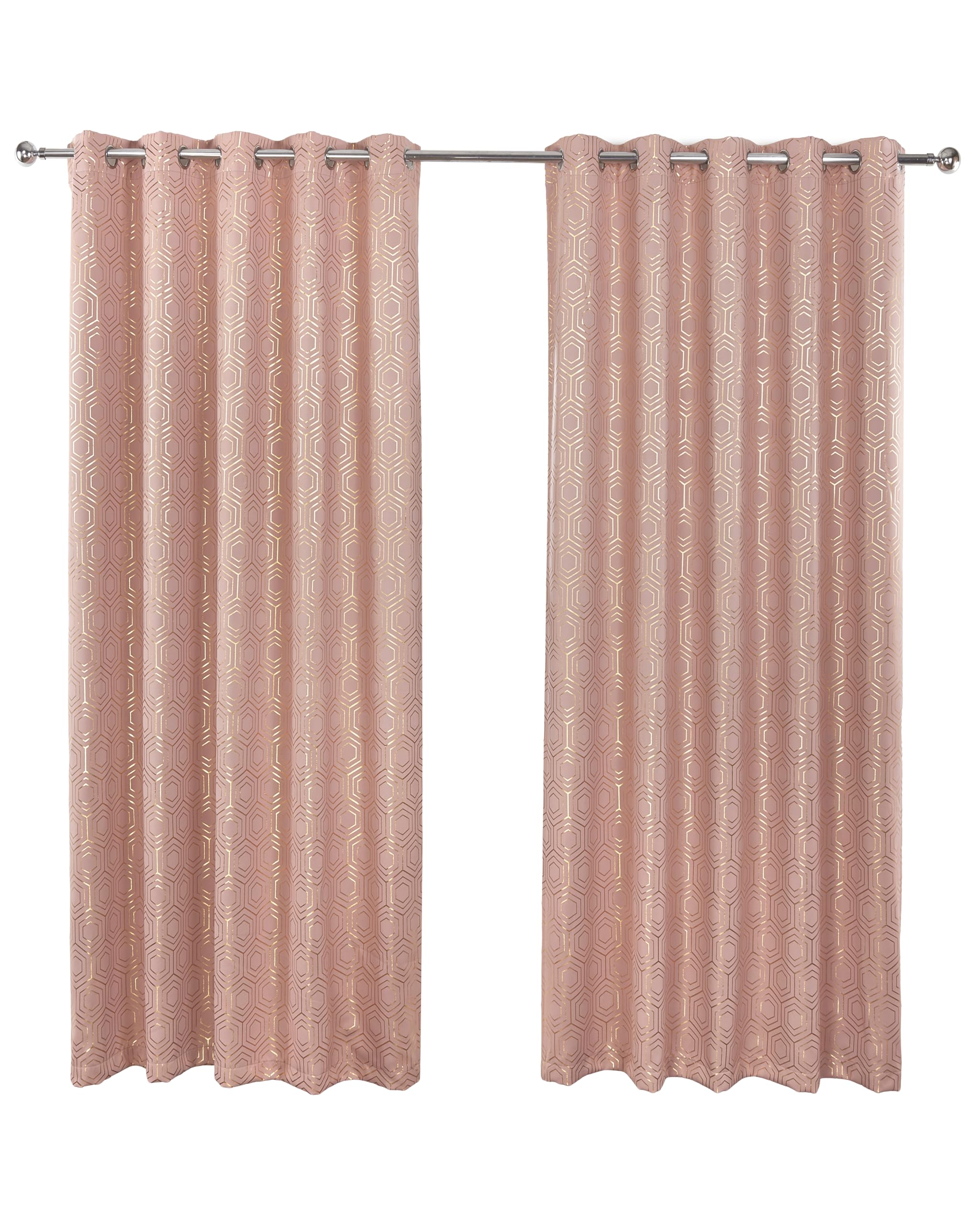 Emma Barclay – Blackout Curtains for Bedroom Living Room Thermal Insulated Woven Eyelet Geometric Blackout Curtains Hartford Collection (90” x 72” Inch)(Blush Pink)