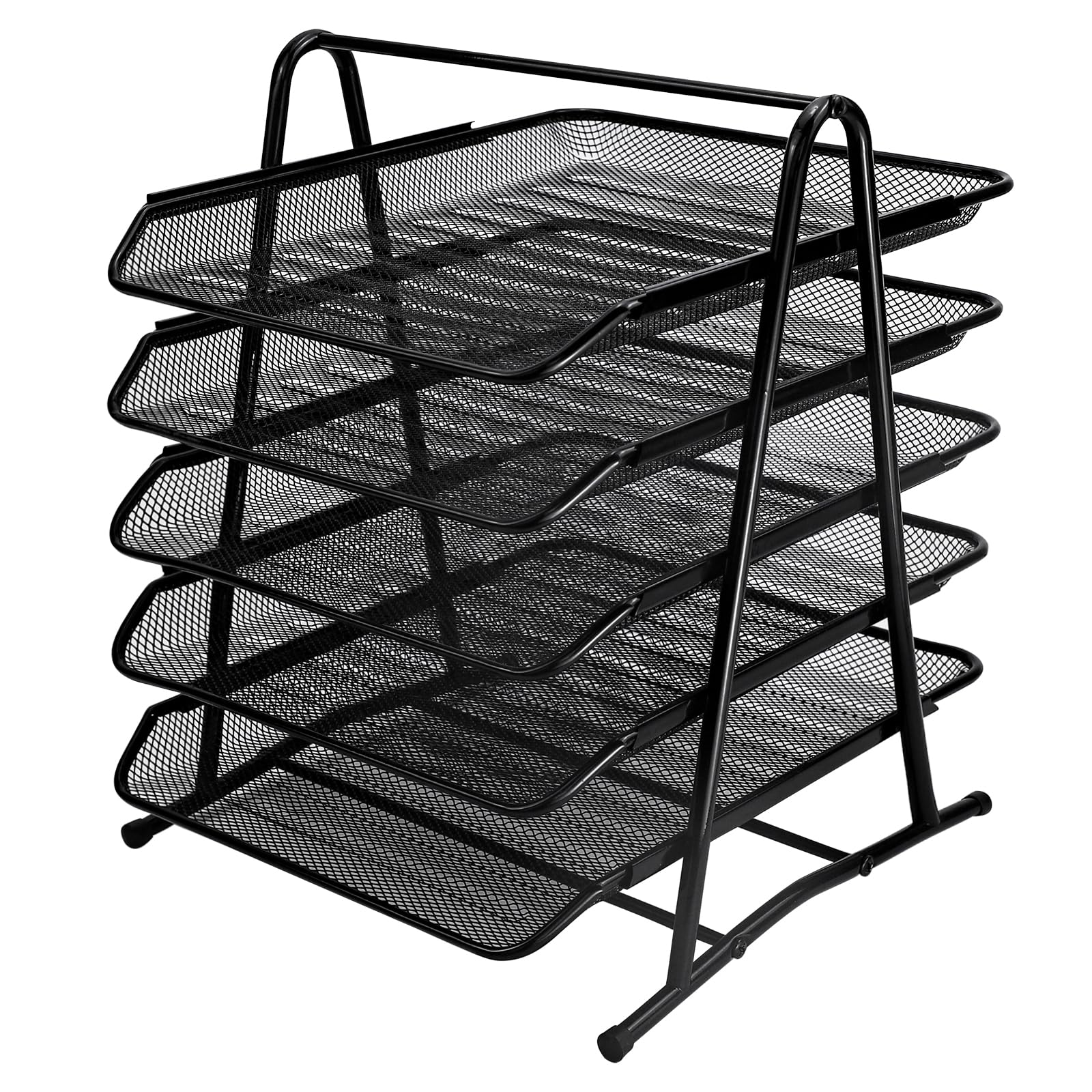 5 tier paper letter tray with handle 5 tier desk organiser A4 Mesh in Tray Office Desk Tidy Letter Paper Organiser Office Desktop Document Paper File Storage Mesh Filling Collection for Home & Office