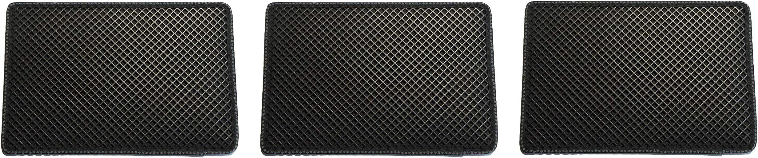 Pet Champion PTCTHOLEM 2-Layer Sifting Easy Clean Waffle Pattern Litter Mat, Black, Large (Thrее Рack)