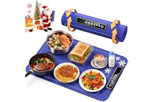 UINGARM Food Warming Mat - New Upgraded Fast Heating Silicone Electric Warming Tray, Larger Touch Screen, Higher Feet, Roll Up Warming Mat for Food, Portable Food Warmer, Blue